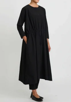 Kaval Sea Island Typewriter Cotton Button Front Open Dress In Black