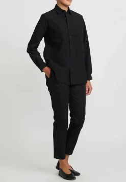 Kaval Sea Island Typewriter Cotton Basic Plain Shirt In Black