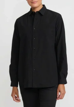 Kaval Sea Island Typewriter Cotton Basic Plain Shirt In Black