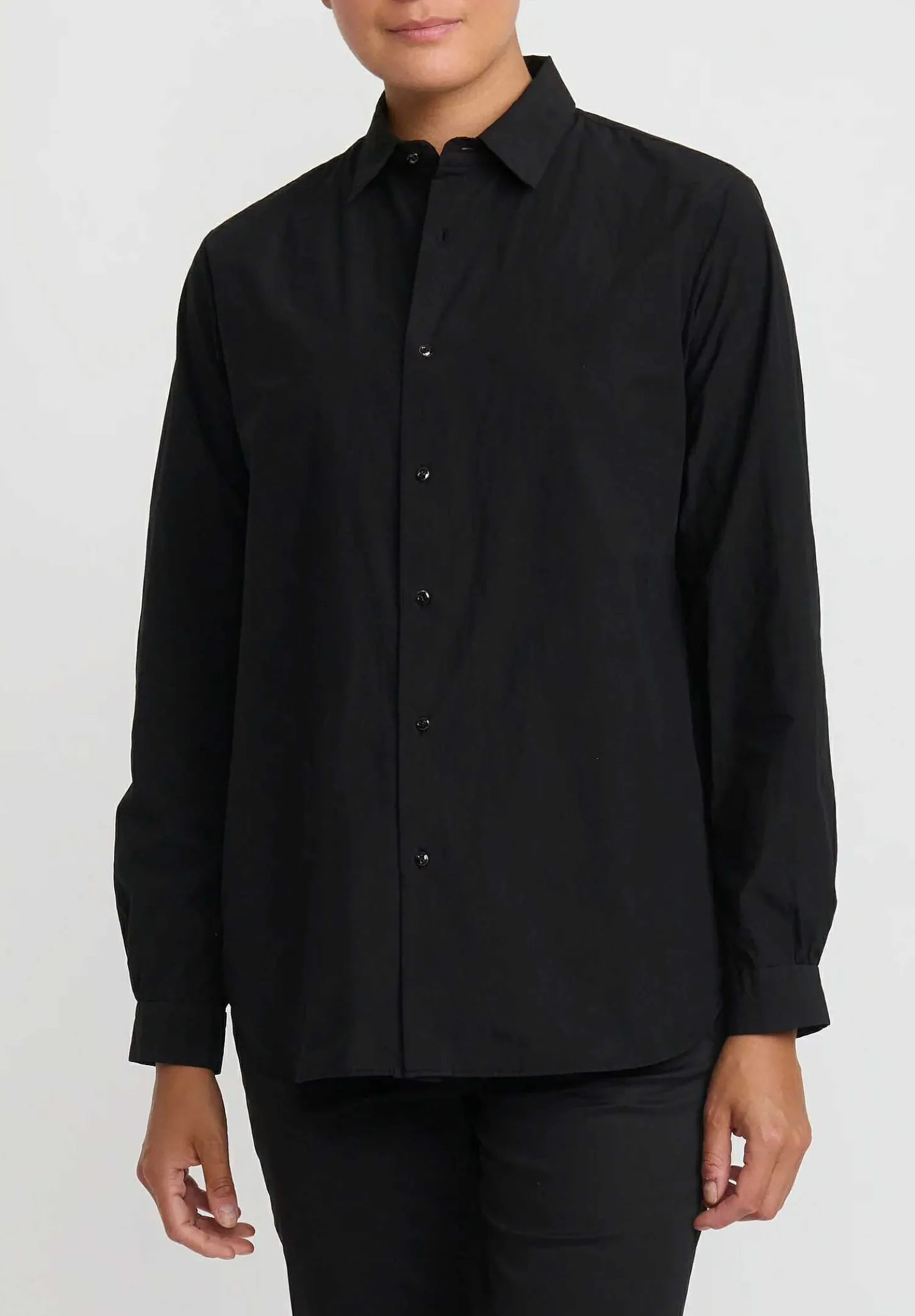Kaval Sea Island Typewriter Cotton Basic Plain Shirt In Black