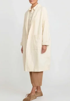 Album di Famiglia Serie Numerata Cotton & Linen Loose Coat In Natural White