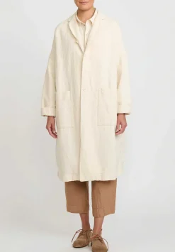 Album di Famiglia Serie Numerata Cotton & Linen Loose Coat In Natural White