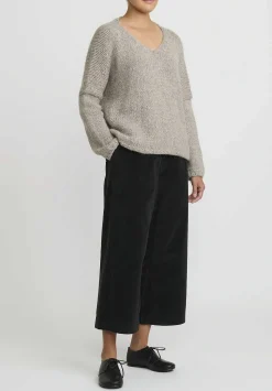 Album di Famiglia Serie Numerata Hand-Knit V-Neck Sweater In Grey