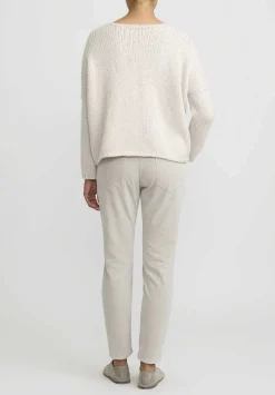 Album di Famiglia Serie Numerata Hand-Knit V-Neck Sweater In Fog Cream
