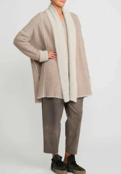 Uma Wang Shawl Collar Over Cardigan In Natural/White