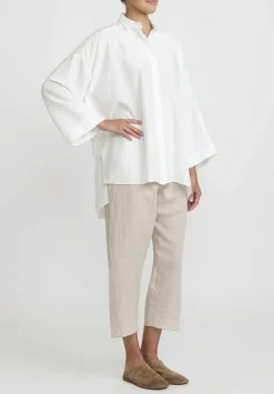 Shi Cashmere Shi Charmeuse Silk Oversized Shirt In White