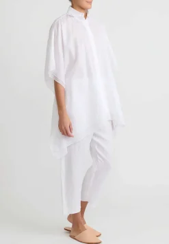 Shi Cashmere Shi Cotton Voile Square Button Up Shirt In White