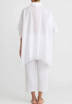 Shi Cashmere Shi Cotton Voile Square Button Up Shirt In White