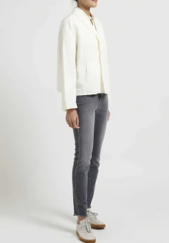 Umit Unal Short Double Button Linen Jacket In Ivory White