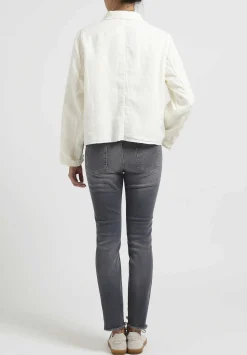 Umit Unal Short Double Button Linen Jacket In Ivory White
