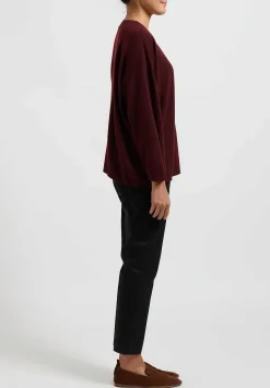 Hania New York Short Sasha Sweater In Port Maroon