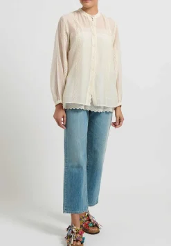 Péro Silk And Cotton Eyelet Shirt In Ivory White