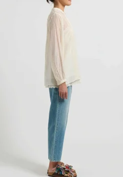 Péro Silk And Cotton Eyelet Shirt In Ivory White
