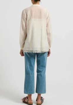 Péro Silk And Cotton Eyelet Shirt In Ivory White
