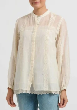 Péro Silk And Cotton Eyelet Shirt In Ivory White