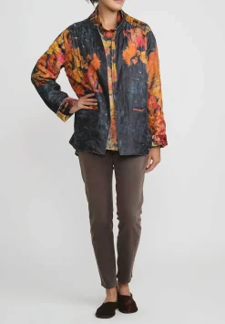 Bokja Silk Assemblage Blast Blazer Jacket In Grey, Blue & Orange
