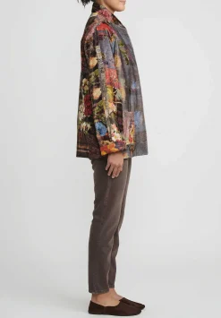 Bokja Silk Assemblage Blast Blazer Jacket In Grey, Blue & Orange