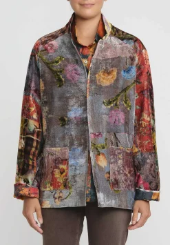 Bokja Silk Assemblage Blast Blazer Jacket In Grey, Blue & Orange