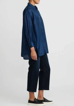 Péro Silk Button Down Shirt In Blue