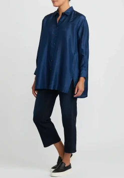Péro Silk Button Down Shirt In Blue