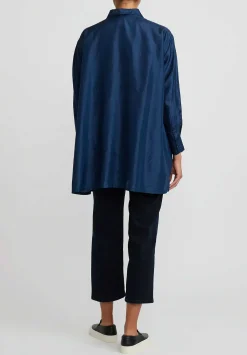Péro Silk Button Down Shirt In Blue