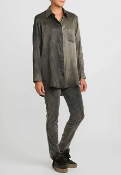 Uma Wang Silk Evaristo Tavella Shirt In Dark Grey