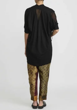 Masnada Silk Gathered Sleeve T-Shirt In Black