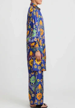 Rianna + Nina Silk Greek Melina Pants In Ilios Blue