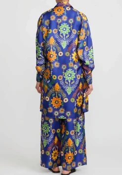 Rianna + Nina Silk Greek Melina Pants In Ilios Blue