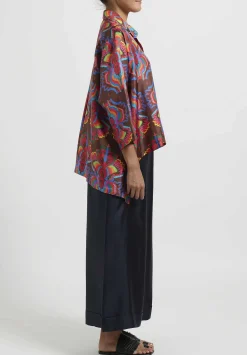 Rianna + Nina Silk ''Kathi'' Shirt In Horos Brown