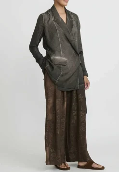 Uma Wang Silk Khloe Jacket In Grey Brown Check