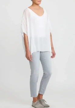 Umit Unal Silk Loose Cap Sleeve Top In Off White