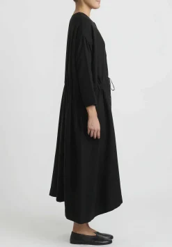Kaval Silk Nel Twill Button Front Open Dress In Black