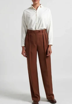 The Row Silk ''Nino'' Pants In Toffee Brown