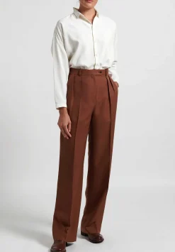 The Row Silk ''Nino'' Pants In Toffee Brown