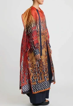 Biyan Silk Organza Rusii Tunic In Persimmon & Tangerine Orange