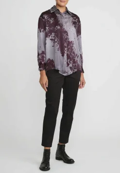Avant Toi Silk Spot And Velo Shirt In Nero Seppia Brown