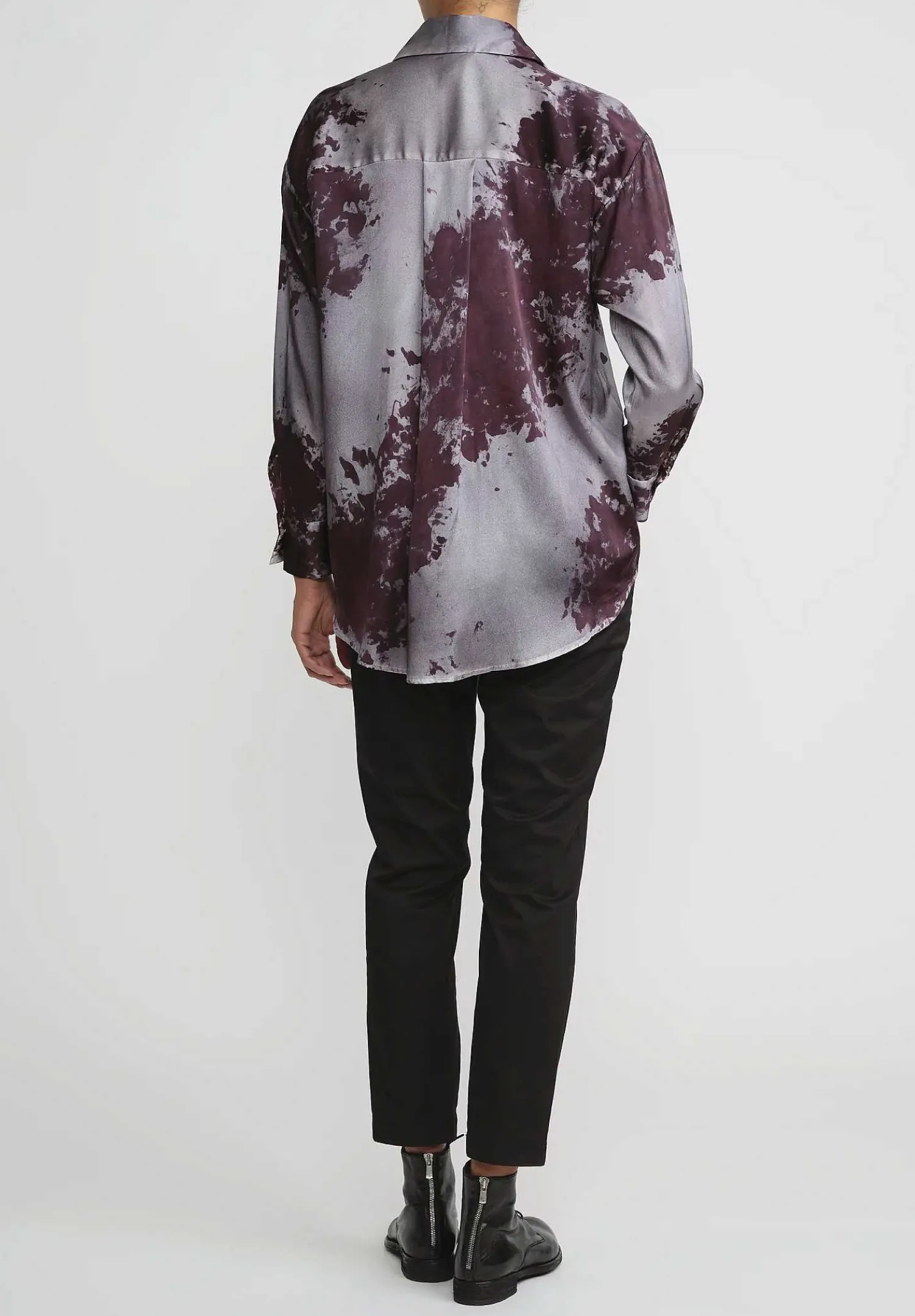 Avant Toi Silk Spot And Velo Shirt In Nero Seppia Brown