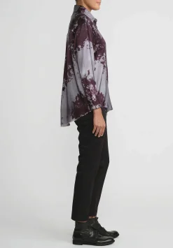 Avant Toi Silk Spot And Velo Shirt In Nero Seppia Brown