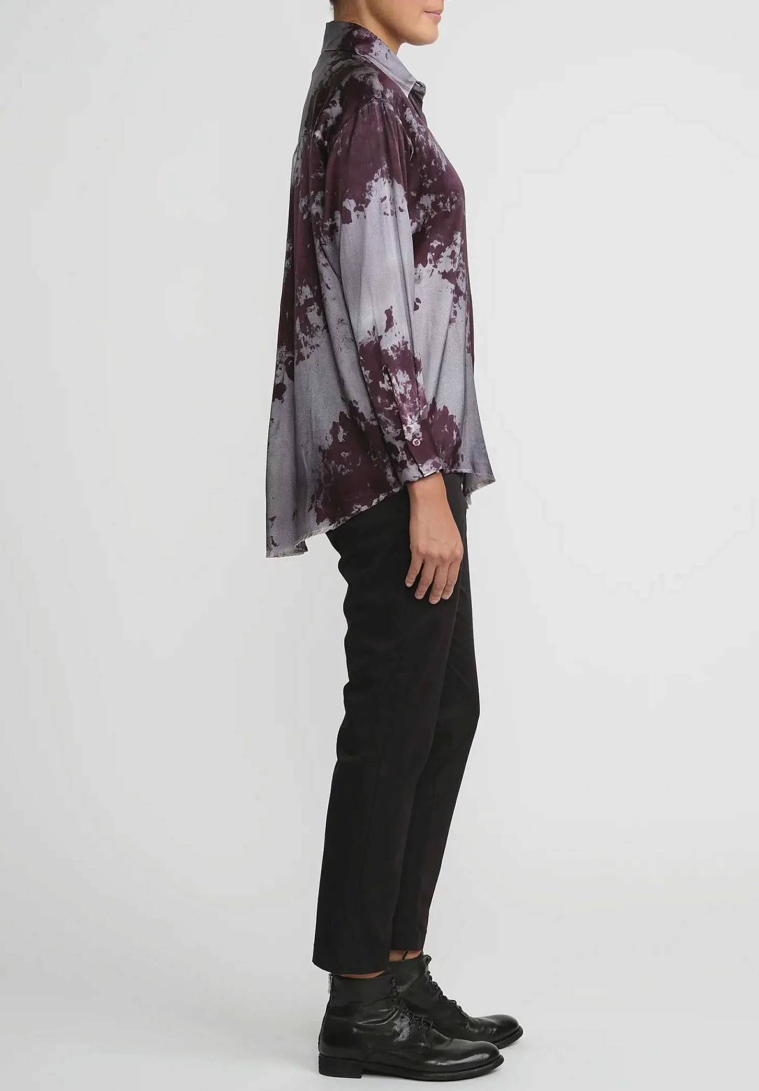 Avant Toi Silk Spot And Velo Shirt In Nero Seppia Brown