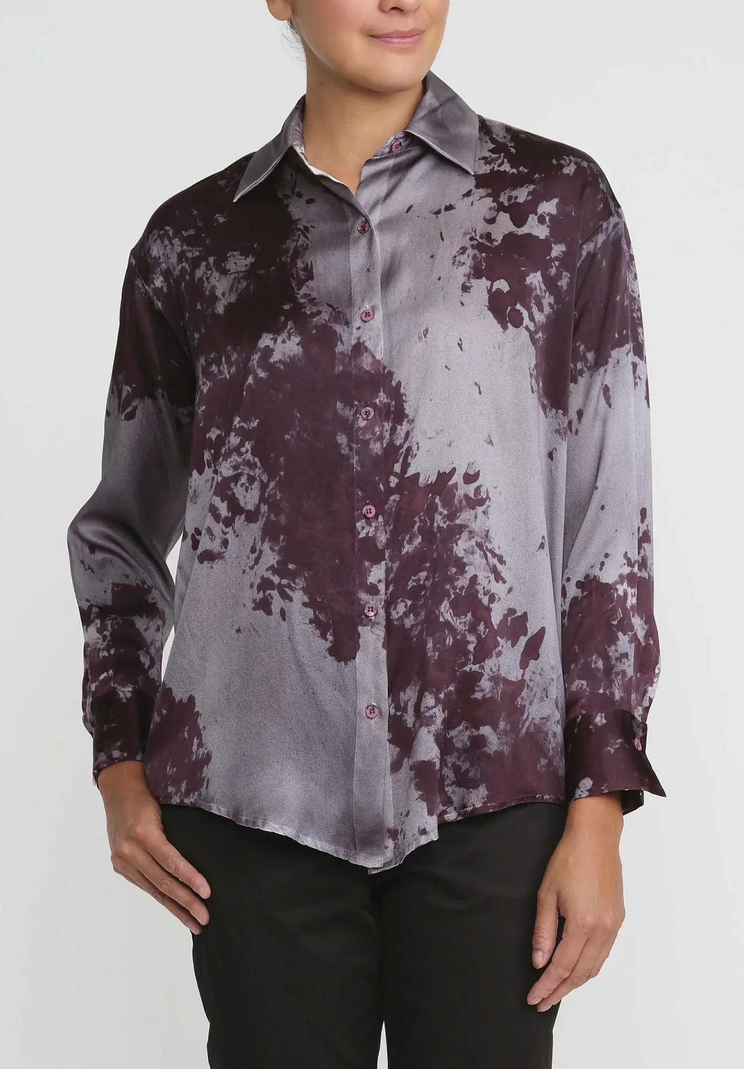 Avant Toi Silk Spot And Velo Shirt In Nero Seppia Brown