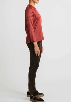 Uma Wang Silk Talley Tavella Top In Dark Red