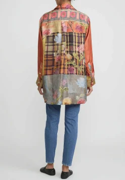 Bokja Silk Twill Assemblage 22 Button Up Z Shirt In Red & Yellow