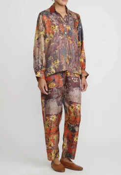 Bokja Silk Twill Petitcoat Print Toto Pants In Orange, Purple & Multi