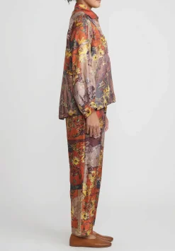 Bokja Silk Twill Petitcoat Print Toto Pants In Orange, Purple & Multi