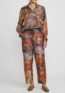 Bokja Silk Twill Petitcoat Print Toto Pants In Orange, Purple & Multi