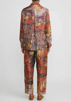 Bokja Silk Twill Petitcoat Print Toto Pants In Orange, Purple & Multi