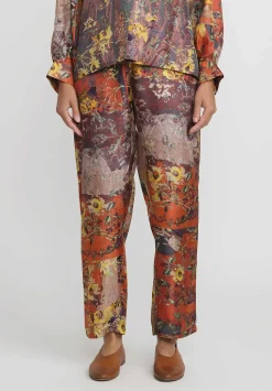 Bokja Silk Twill Petitcoat Print Toto Pants In Orange, Purple & Multi
