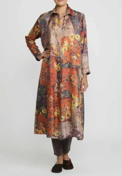 Bokja Silk Twill Petitcoat Z Dress In Orange, Blue & Yellow