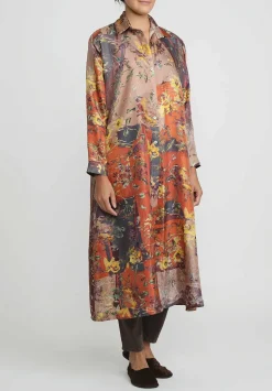 Bokja Silk Twill Petitcoat Z Dress In Orange, Blue & Yellow